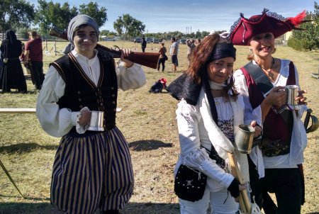 Three pirates en route to stage